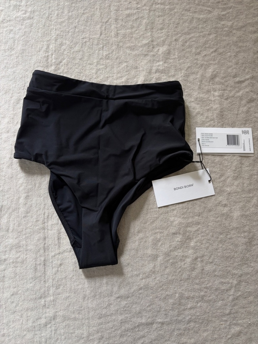 BONDI BORN Black High-Rise Bikini Bottoms